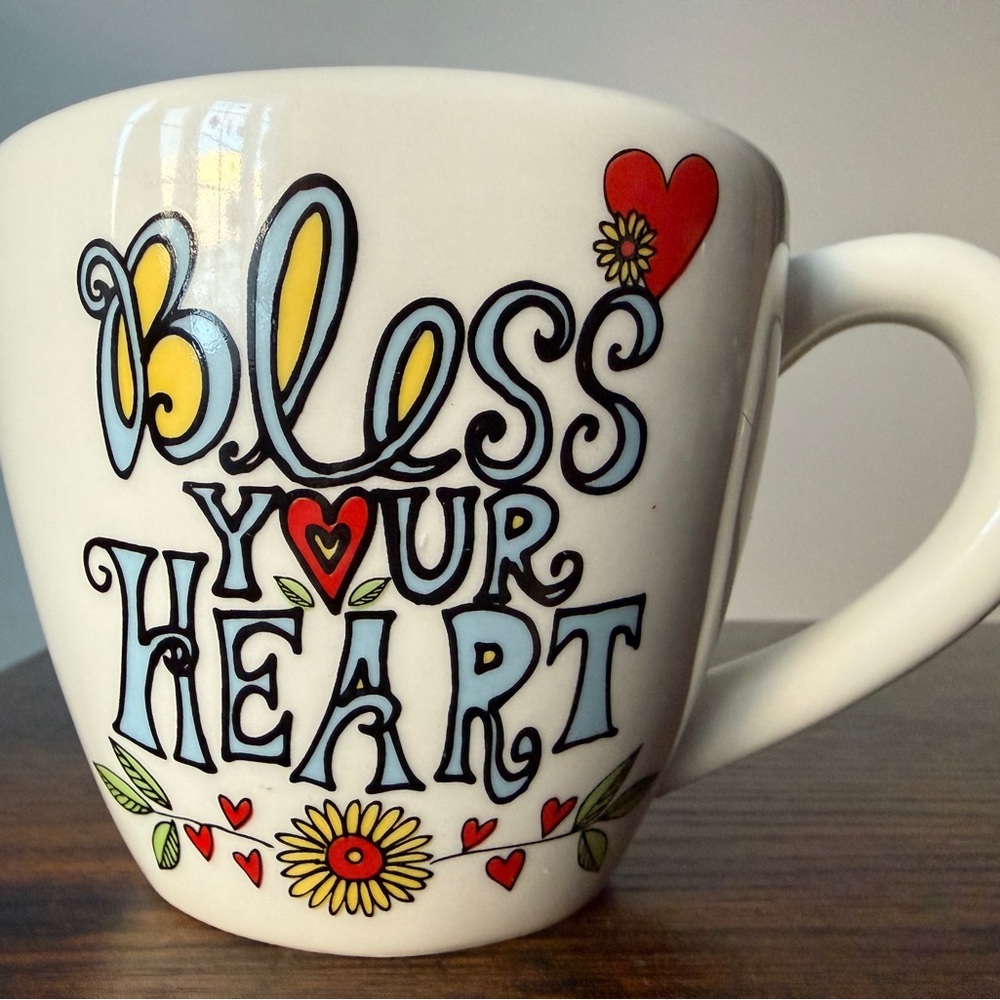 Our name is Mud brand Mug with Heart Shaped Interior "Bless Your Heart".